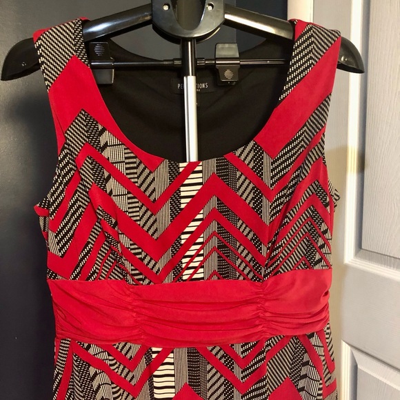 Perceptions Chevron Pattern Dress with Red Jacket size L - Picture 4 of 8